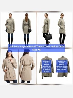 Lolë Lena Asymmetrical Trench Coat Jacket Dune​ Size XS